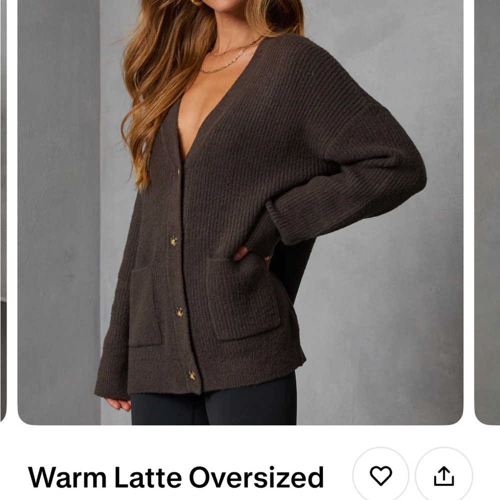 VICI Espresso Ribbed Oversized Cardigan | Worn Once | Cozy Button Front Sweater